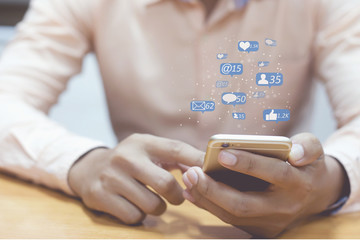 man using smart phone ,Social media concept