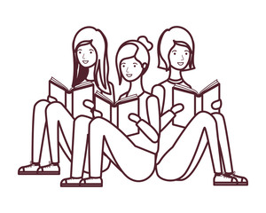 women sitting with book in hands