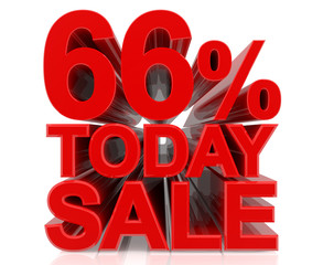 66% TODAY SALE word on white background 3d rendering