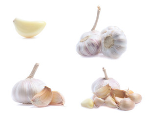 garlic isolated on white background (set  mix   collection)
