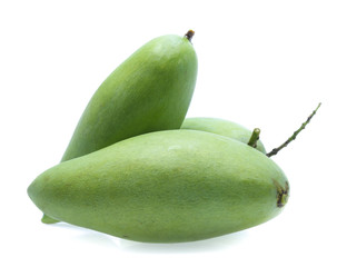 green mango on white background