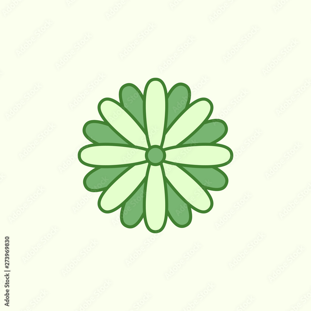 Poster daisy with simple color element icon