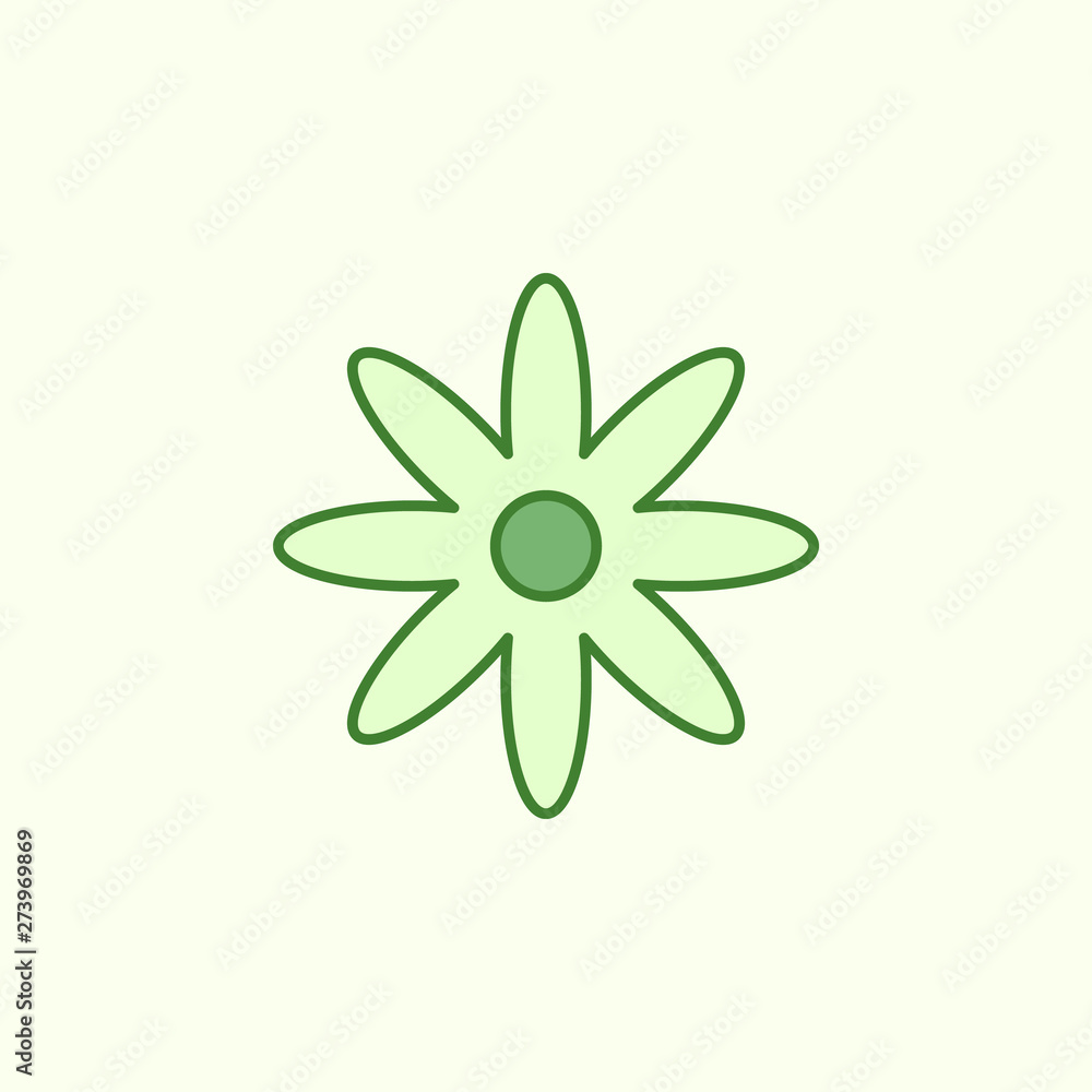 Poster flower with simple color element icon