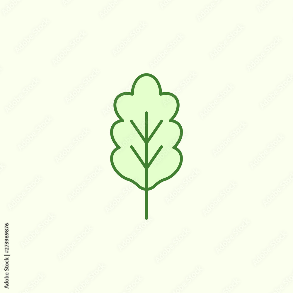 Poster oak with simple color element icon