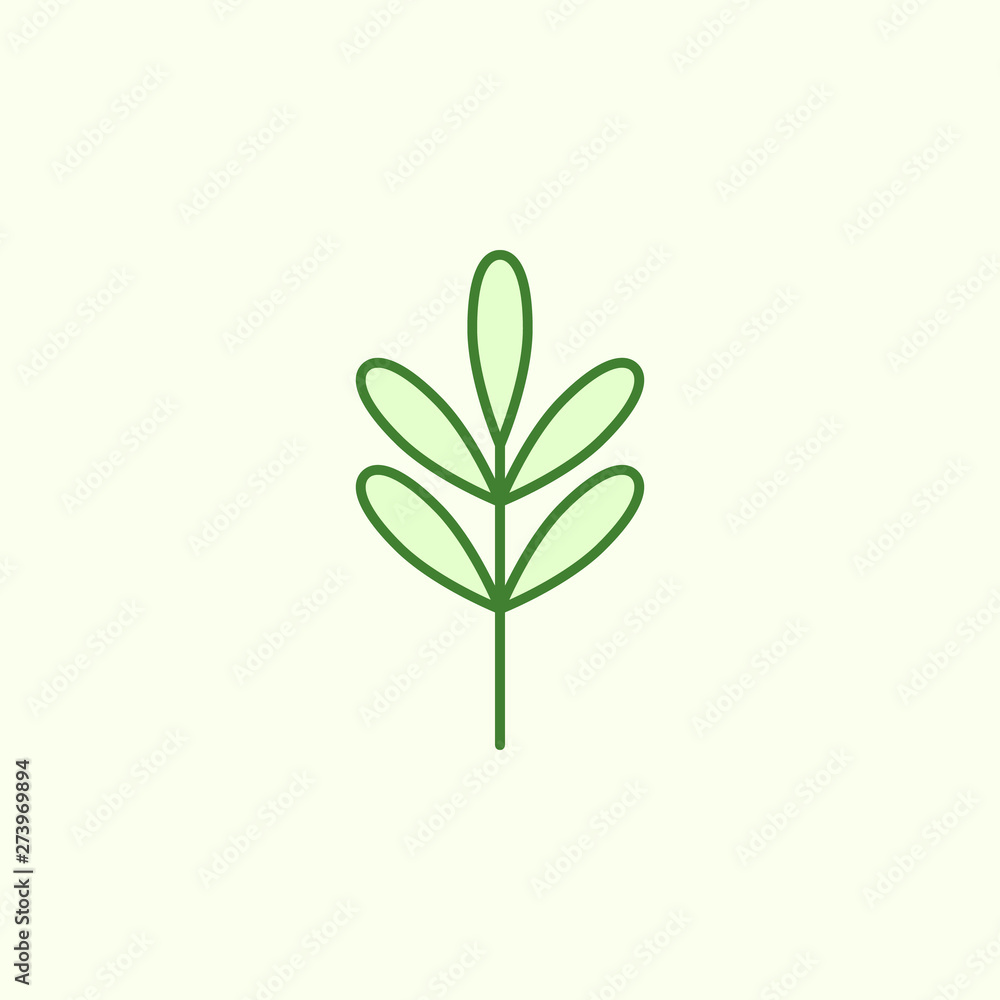 Poster acacia with simple color element icon