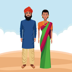indian couple avatar cartoon character