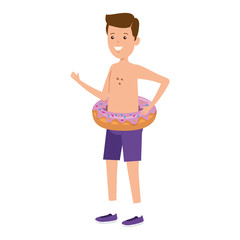 young man with donut float character