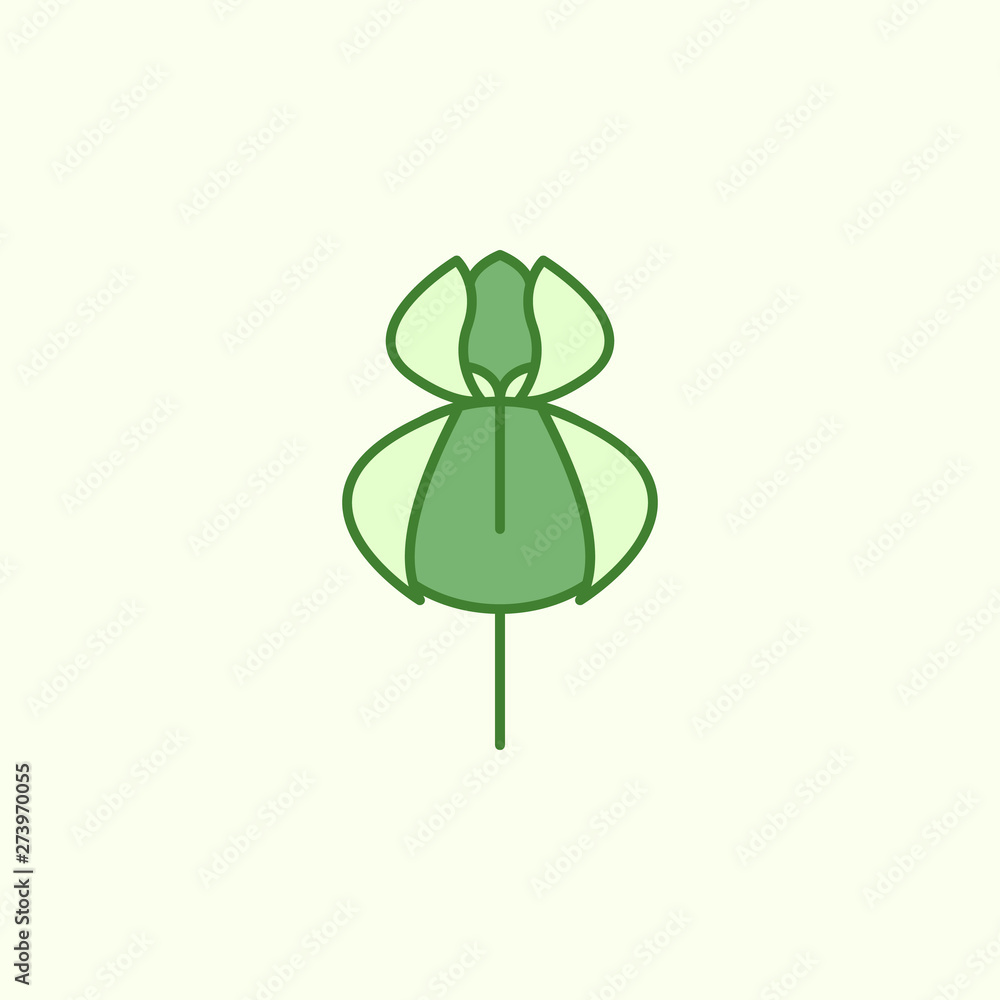 Poster orchid with simple color element icon
