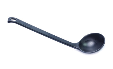 plastic black spoon, isolated on white background