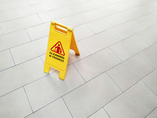 cleaning in progress sign