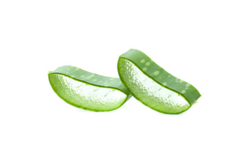 Aloe sliced, isolated on a white background