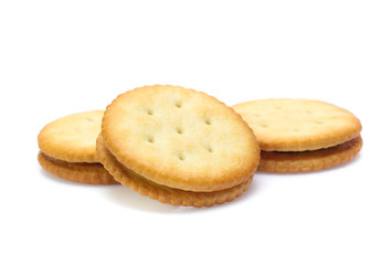 Sandwich biscuits cracker isolated on white background