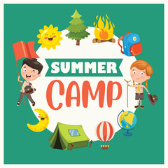 Fototapeta premium Vector Illustration Of Kids Summer Camp