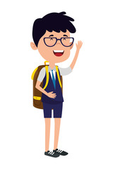 happy student boy with schoolbag