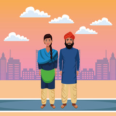 indian couple avatar cartoon character