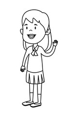 happy student girl comic character