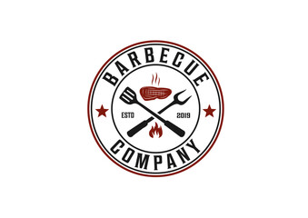 Barbecue and grill badge logo design