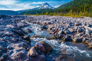 Beautiful Clear Skies Over Mount Hood in Oregon