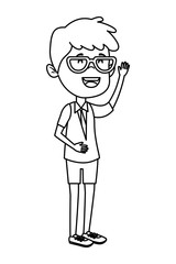 happy student boy with glasses