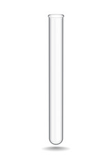 Chemical glass test tube is used in medical and research institutions during biochemical and other studies in practice of clinical laboratory diagnostics. Isolated object on white background. Vector