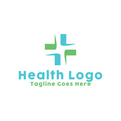 Obraz premium Health Logo Design With Flat Blue And Green Style Color Concept. Geometric Logotype. Care And Wellness Emblem For Clinic. Healthy Icon For Medical. Creative And Modern Healthcare Graphic Idea.