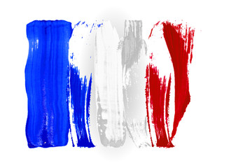 France brush strokes painted flag. Flag of France.