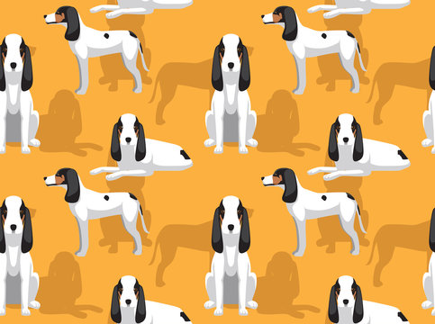 Dog Ariegeois Cartoon Background Seamless Wallpaper