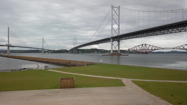 The three bridges,Forth Rail Bridge,Forth Road and Queensferry Crossing from Port Edgar, South Queensferry