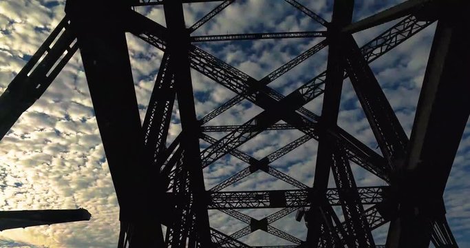 Harbour Bridge construction view from bus