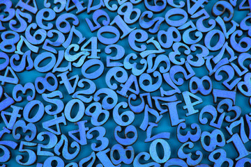 Numbers on blue background texture