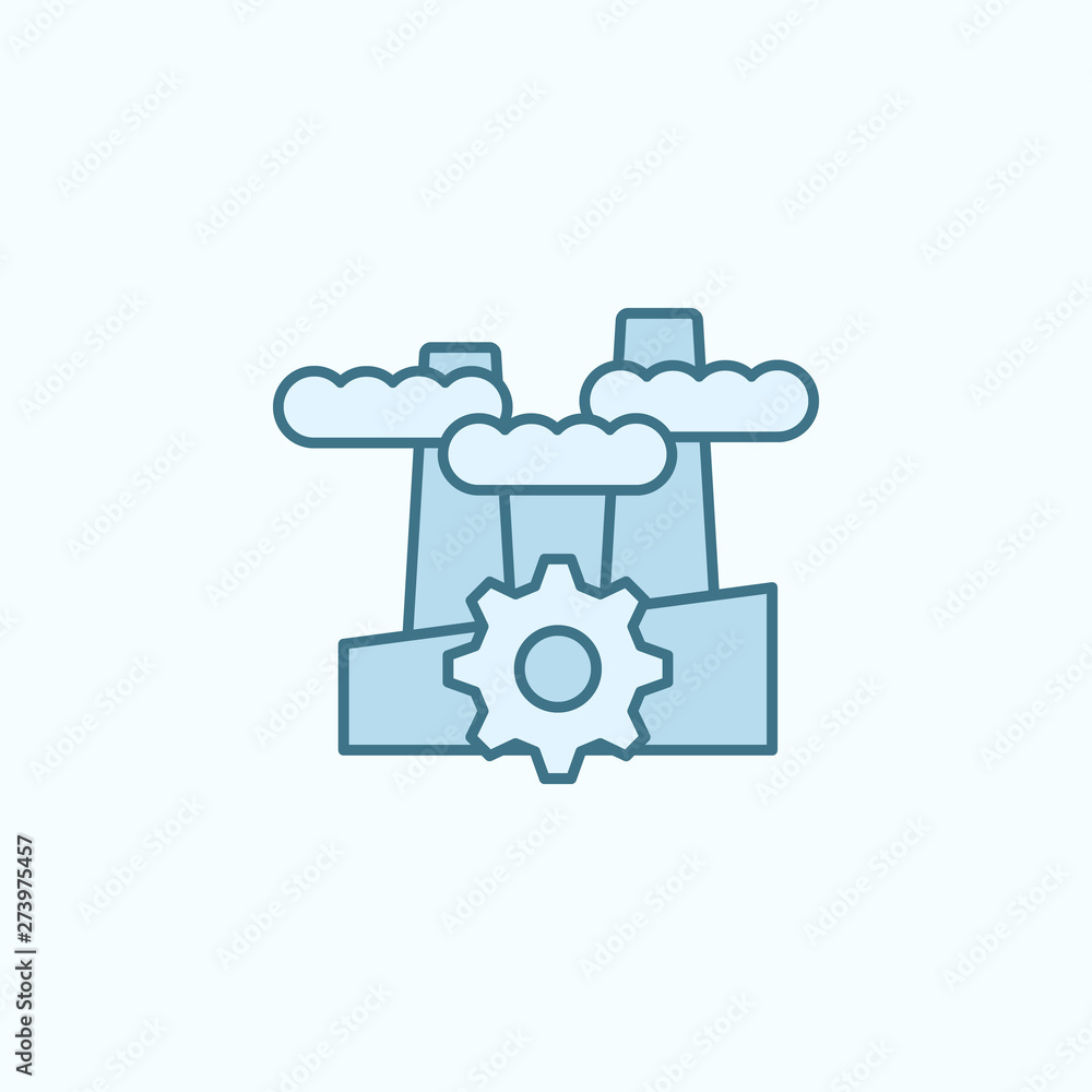 Poster factory with simple color element icon
