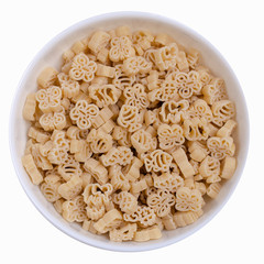 Dry pasta in a bowl