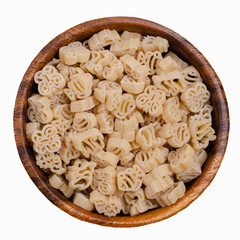 Dry pasta in a bowl