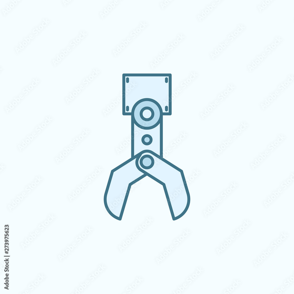 Poster robot arm with simple color element icon