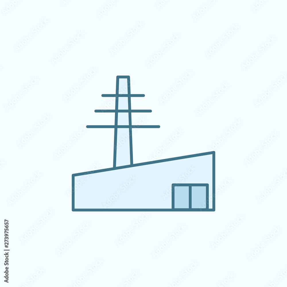 Poster power tower with simple color element icon