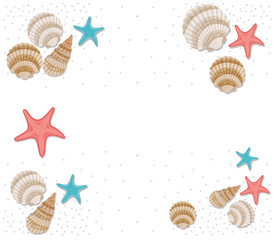cute seashells on the sea in white background