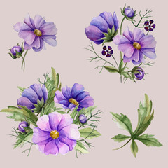 Flowers watercolor pattern