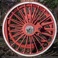 Red railway wheel