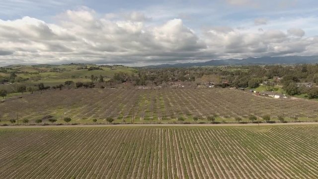 Aerial Shot of winery and streets in Santa Ynez
