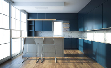 Modern kitchen interior with furniture.3d rendering - 273976841