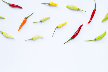 Chili peppers on white background.