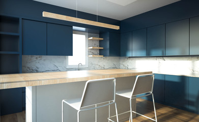 Modern kitchen interior with furniture.3d rendering - 273976862