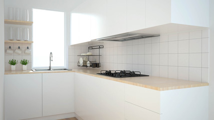 Modern kitchen interior with furniture.3d rendering - 273976888