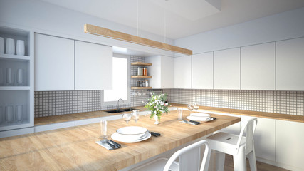 Modern kitchen interior with furniture.3d rendering - 273976893