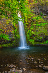 Colorful Sunset at Horsethief Falls on Columbia Gorge in Portland, Oregon