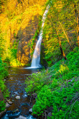 Colorful Sunset at Horsethief Falls on Columbia Gorge in Portland, Oregon