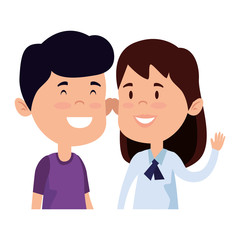 Fototapeta premium happy little students couple characters