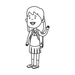 happy student girl with school bag