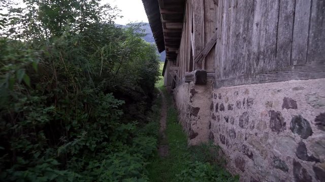 Hiking near a farm at san valentino dolomites