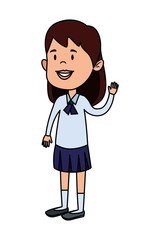 happy student girl comic character